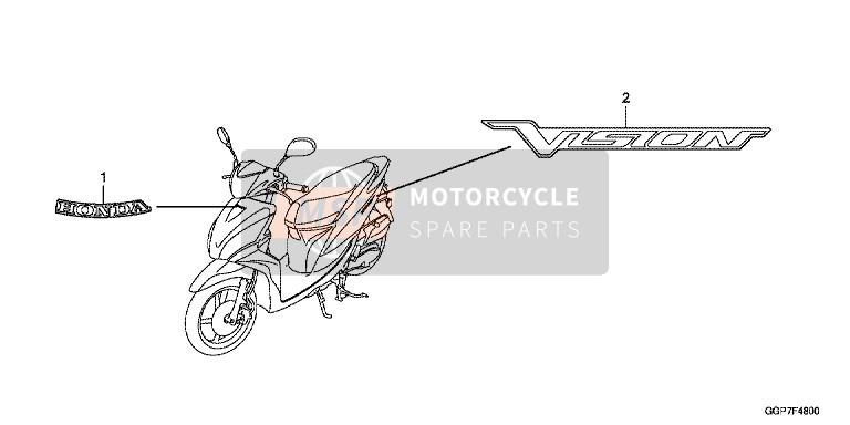 Honda NSC50MPD 2014 Sticker (NSC50/MPD/WH) voor een 2014 Honda NSC50MPD